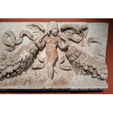 Relief frieze, Eros carrying garlands, angel, winged man